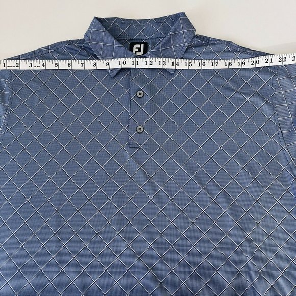 FootJoy FJ Mens Golf Polo Short Sleeve Blue Shirt Sz XL Logo Diamond Pattern - Picture 6 of 9